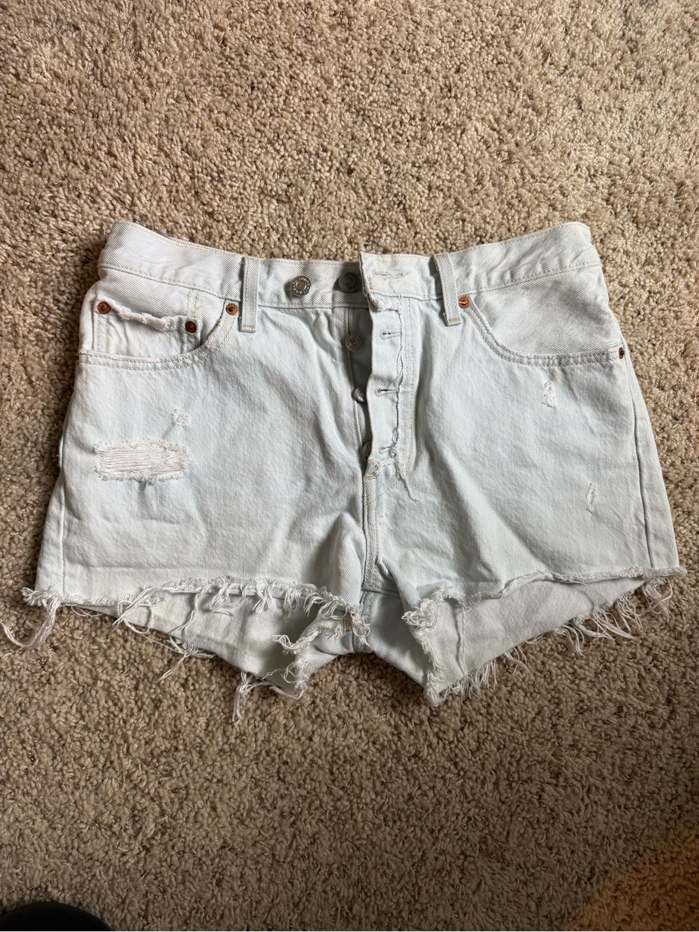 Women’s Light Wash Distressed Denim Shorts